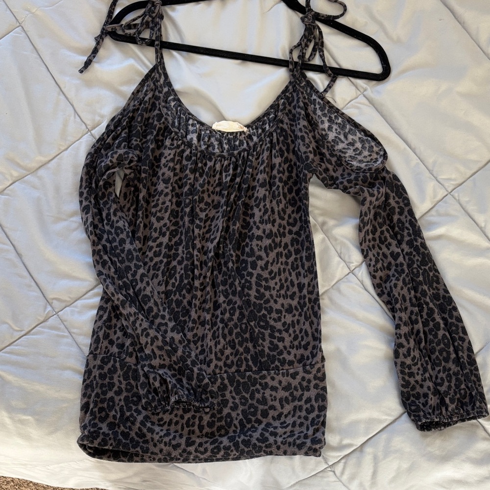 Elegant Animal Print Blouse with Tie Straps